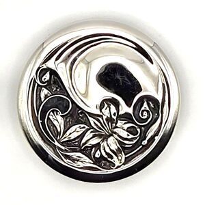 Vintage Caroline Emmons 1970s Silvertone Floral Brooch / Pin / Pendant